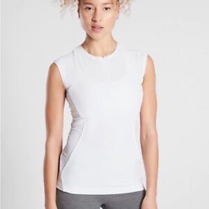 Athleta Pacifica II Tank – White ¼ Zip Athletic Top – Size XS